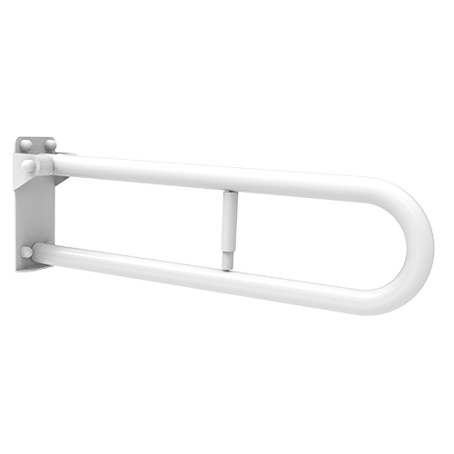Barra abatible cm.60 con placa de fijación larga y soporte de papel para inodoro Barra abatible cm.60 con placa de fijación larga y soporte de papel para inodoro